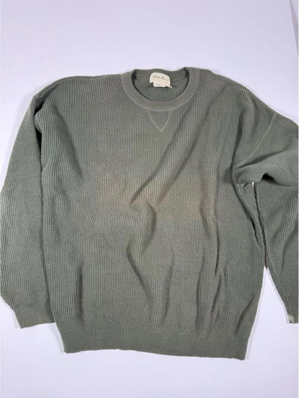 Eddie Bauer Sage Green Knit Sweater Made in USA Large